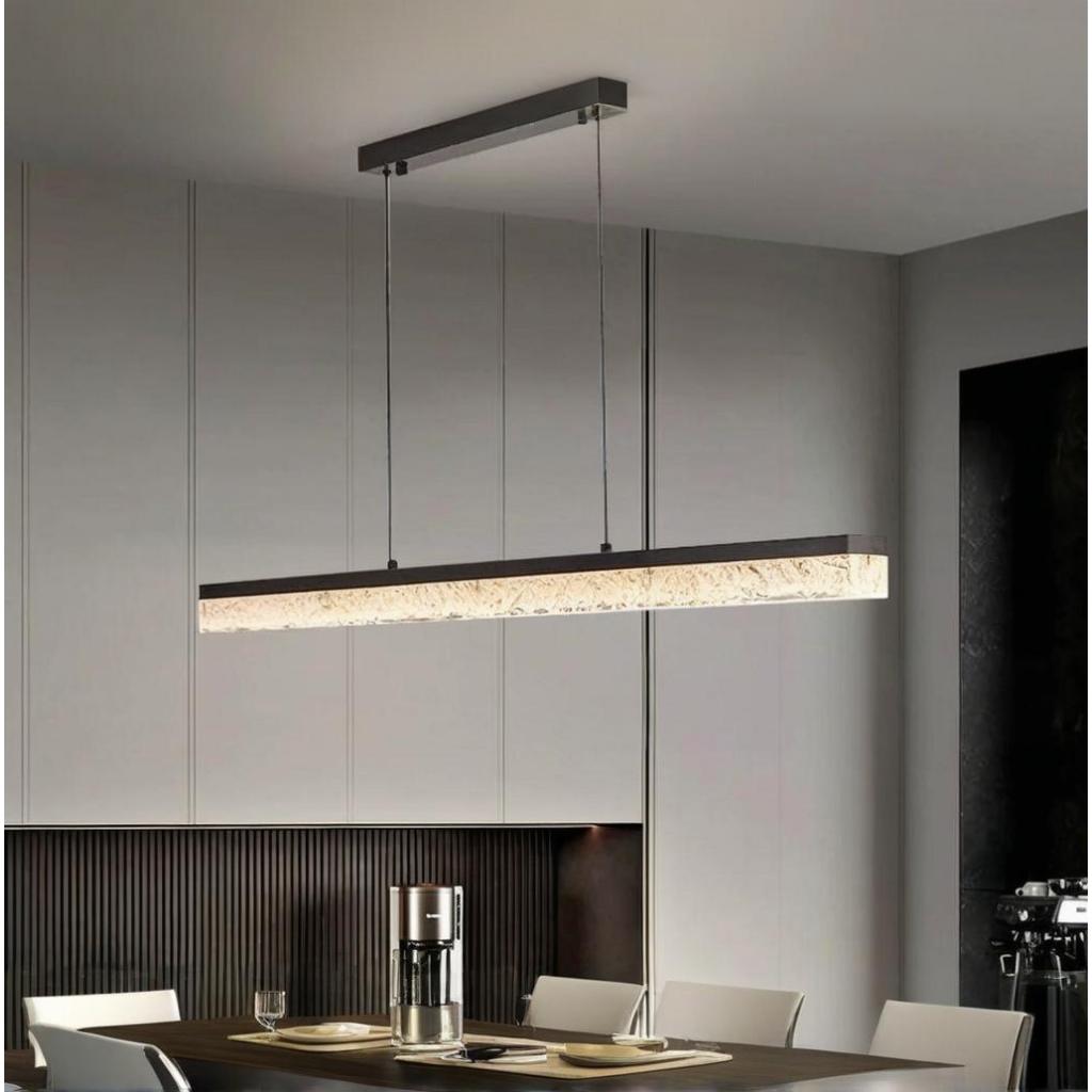 Đèn dây chuyền tuyến tính màu đen Đèn chùm Led có thể điều chỉnh độ sáng hiện đại Bàn hồ bơi tối giản Đèn treo trần cho nhà bếp Đảo phòng ăn Thanh