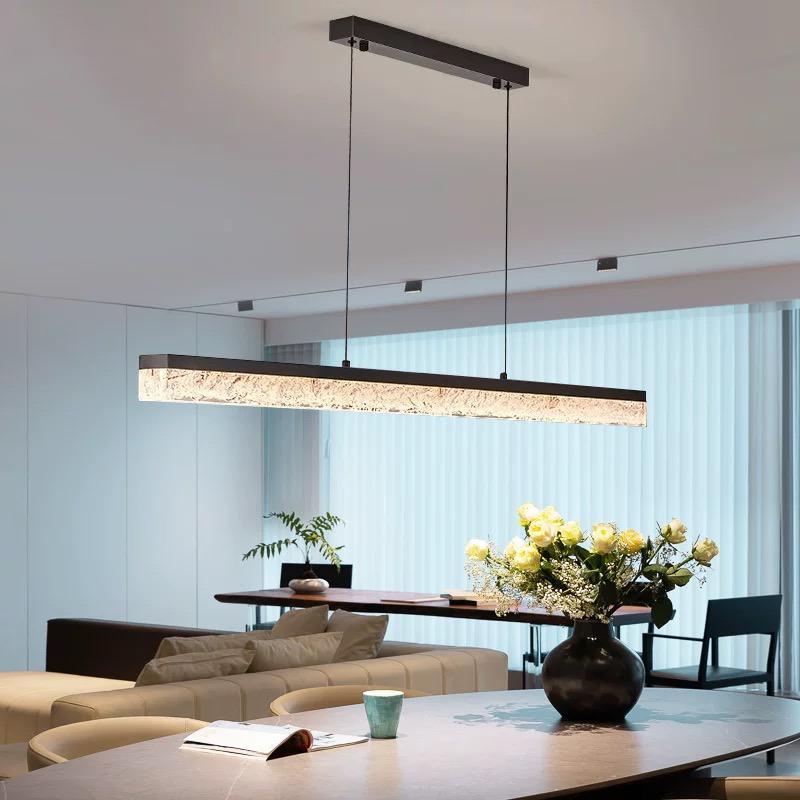 Đèn dây chuyền tuyến tính màu đen Đèn chùm Led có thể điều chỉnh độ sáng hiện đại Bàn hồ bơi tối giản Đèn treo trần cho nhà bếp Đảo phòng ăn Thanh