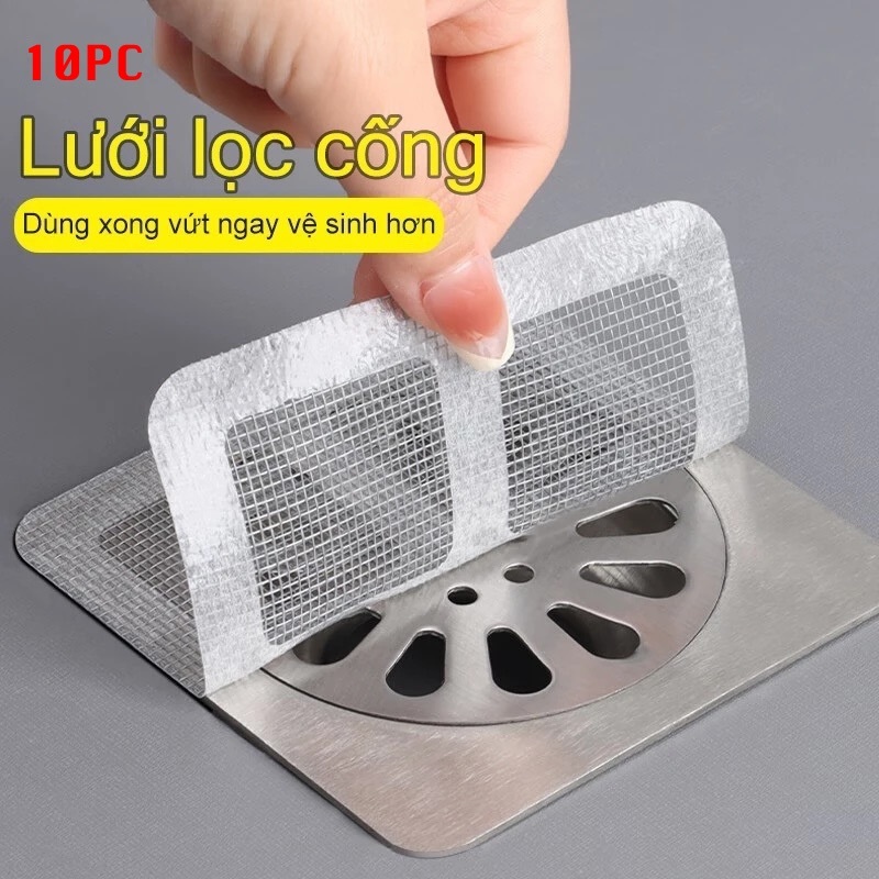 「10PC」Lưới Lọc Rác Chống Tắc 10x10cm Set Lọc Rác Nhà Tắm Miệng Cống Thoát Nước Chặn Côn Trùng