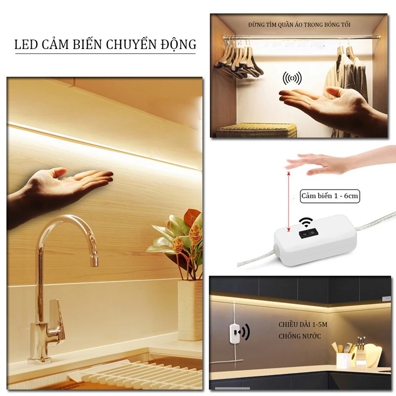 Đèn LED Tủ Bếp (5 mét) Cảm biến chuyển động/Led BếP SiêU SáNg/đèN BếP CảM BiếN/Led Strip Với Power Plug Light Strip | BigBuy360 - bigbuy360.vn
