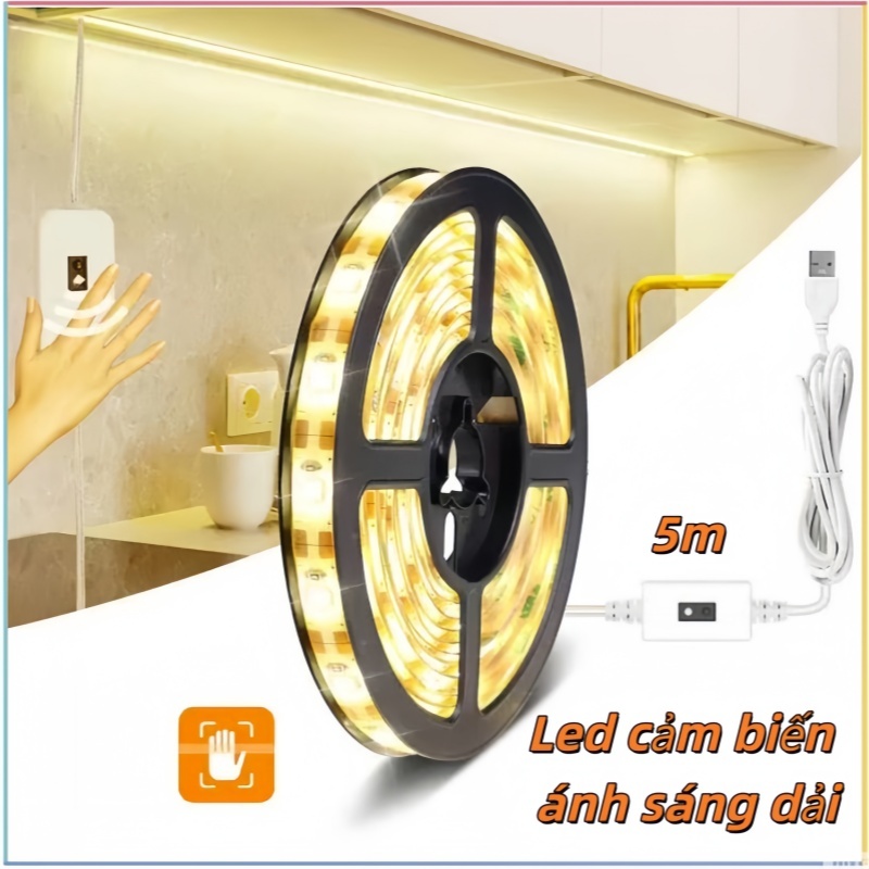 Đèn LED Tủ Bếp (5 mét) Cảm biến chuyển động/Led BếP SiêU SáNg/đèN BếP CảM BiếN/Led Strip Với Power Plug Light Strip