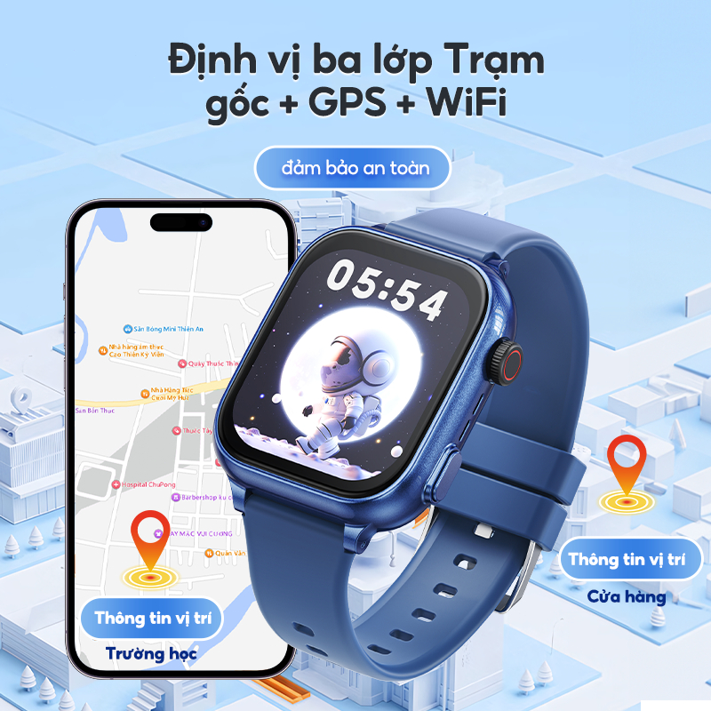 Kiumo【2 Dây Đeo Đồng Hồ + Vỏ Silicon】 Đồng Hồ Thông Minh Trẻ Em 4G Kiumo - Định Vị GPS Chính Xác, Gọi Video HD, Chống Nước, Màn Hình Cảm Ứng IPS HD, Pin 750mAh, Tặng Dây Đeo Nhiều Màu Sắc