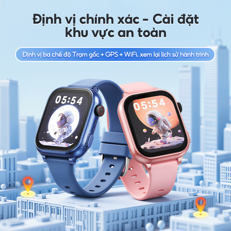 Kiumo【2 Dây Đeo Đồng Hồ + Vỏ Silicon】 Đồng Hồ Thông Minh Trẻ Em 4G Kiumo - Định Vị GPS Chính Xác, Gọi Video HD, Chống Nước, Màn Hình Cảm Ứng IPS HD, Pin 750mAh, Tặng Dây Đeo Nhiều Màu Sắc