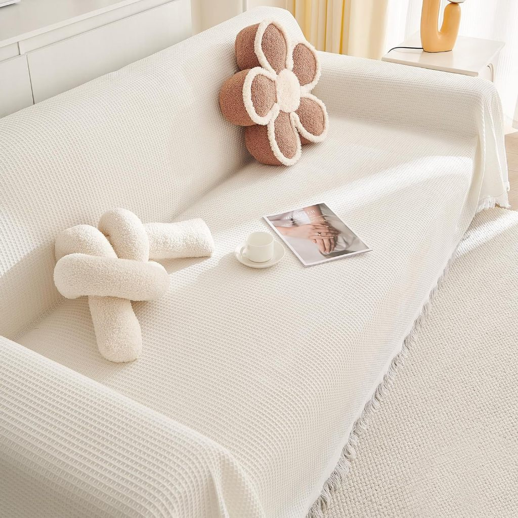 Chăn sofa dệt bằng vải Polyester-cotton mới, Vỏ bọc ghế sofa tua rua bằng ren, chống trượt đa năng, bảo vệ nội thất cho thú cưng