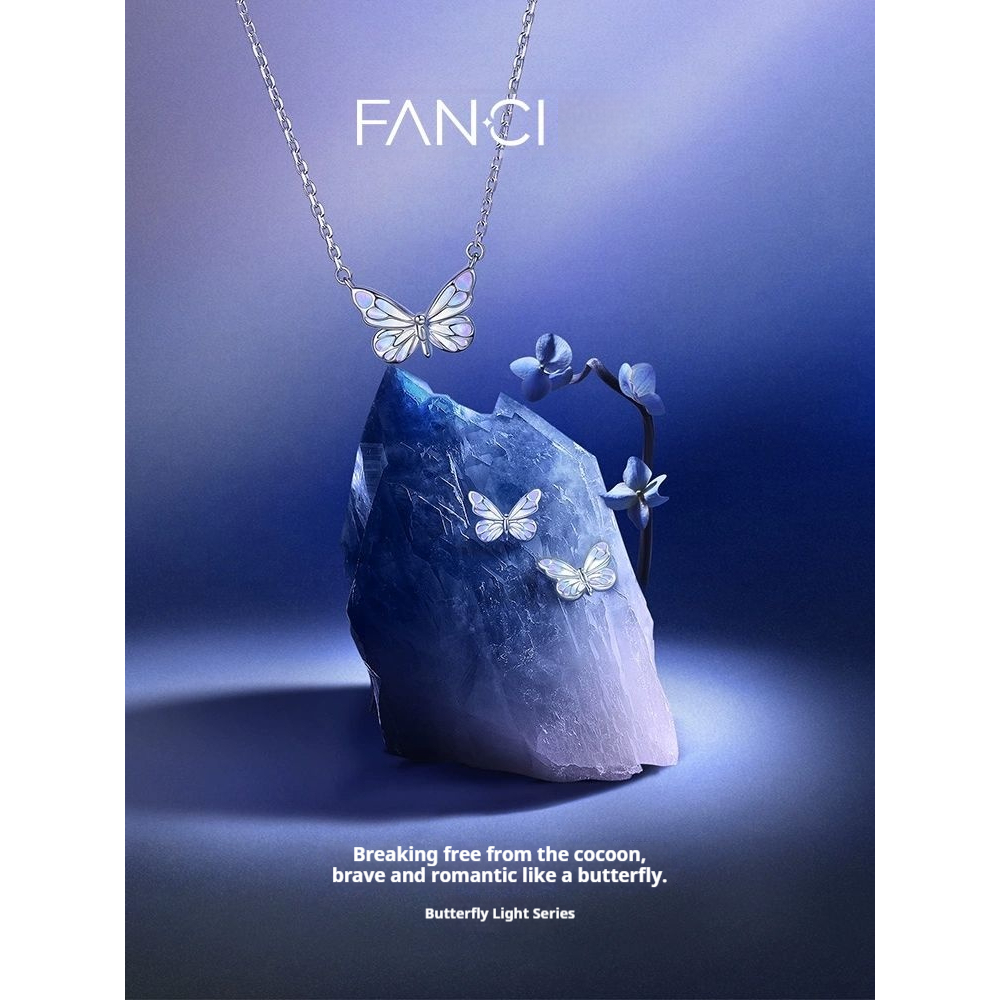 FanciMe Bông tai bướm tím phát sáng bạc Quà tặng độc đáo