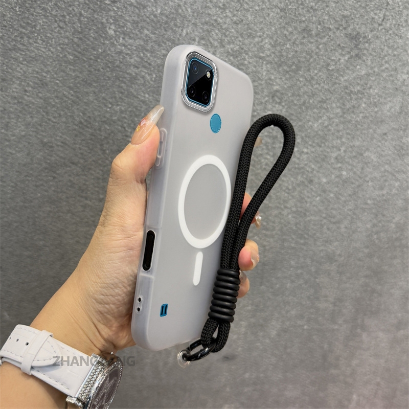 Ốp Lưng Cho Realme C21Y C25Y C21 Silicon TPU Mềm Ốp Lưng Điện Thoại Hút Từ Tính Cao Cấp Thẩm Mỹ Thiết Kế Mới Dây Treo Miễn Phí Và Tinh Tế