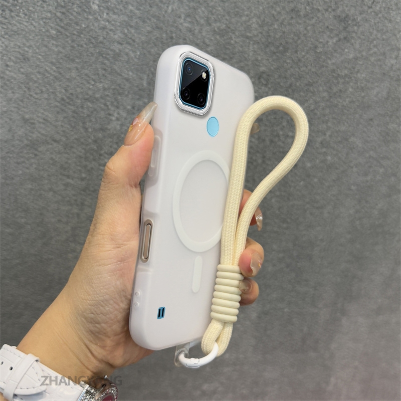 Ốp Lưng Cho Realme C21Y C25Y C21 Silicon TPU Mềm Ốp Lưng Điện Thoại Hút Từ Tính Cao Cấp Thẩm Mỹ Thiết Kế Mới Dây Treo Miễn Phí Và Tinh Tế