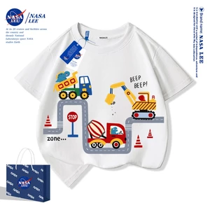Áo thun trẻ em NASA họa tiết xe xúc (máy đào) — cotton — Unisex — Giao hàng ngay