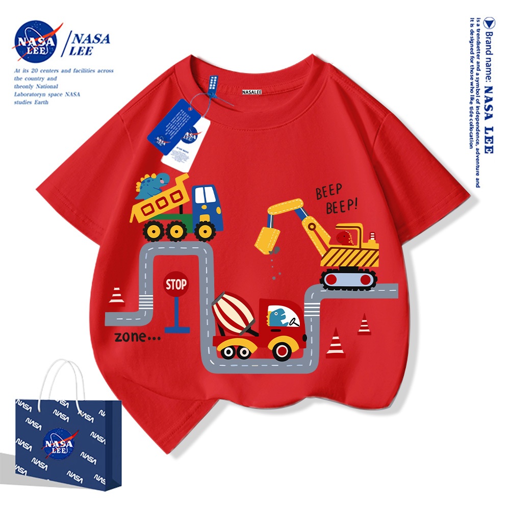Áo thun trẻ em NASA họa tiết xe xúc (máy đào) — cotton — Unisex — Giao hàng ngay