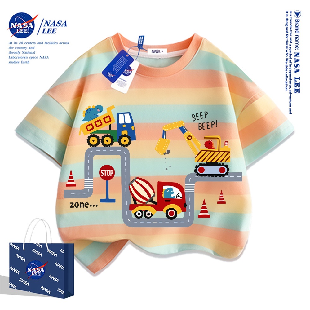 Áo thun trẻ em NASA họa tiết xe xúc (máy đào) — cotton — Unisex — Giao hàng ngay