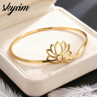 SKYRIM Vòng Tay Có Thể Điều Chỉnh Bằng Thép Không Gỉ Trang Sức Hoa Sen Cho Nữ