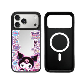 Không Dây Từ Tính Cho iPhone 17 16 15 14 13 Pro Max Plus Dễ Thương Kuromi Miếng Dán Cạnh Đen Gương Mặt Sau