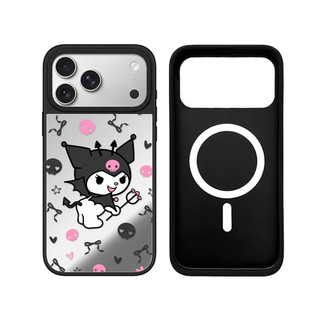 Không Dây Từ Tính Cho iPhone 17 16 15 14 13 Pro Max Plus Dễ Thương Kuromi Miếng Dán Cạnh Đen Gương Mặt Sau