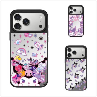 Không Dây Từ Tính Cho iPhone 17 16 15 14 13 Pro Max Plus Dễ Thương Kuromi Miếng Dán Cạnh Đen Gương Mặt Sau