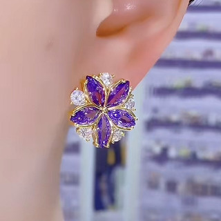 Bông tai hoa tím siêu nhấp nháy, thời trang và thanh lịch