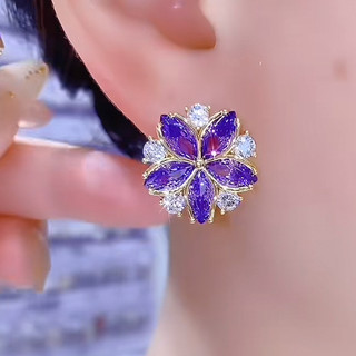 Bông tai hoa tím siêu nhấp nháy, thời trang và thanh lịch