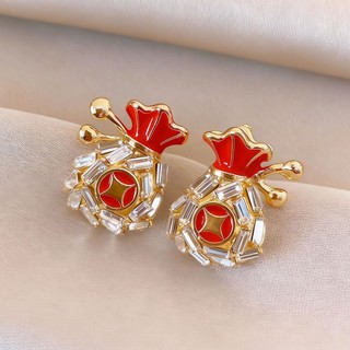 Bộ Phụ Kiện Năm Mới Phong Cách Trung Hoa: Túi May Mắn Và Bông Tai Cao Cấp