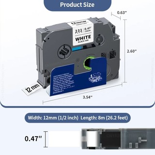 Băng ID linh hoạt 6-24mm Tương thích với băng nhãn Brother TZe-231 tze231 tze131 Băng dán nhiều lớp cho máy in nhãn Brother P-Touch PT-H110 PT-H107B PT-D450 PT-D600 Nhãn Brother Make
