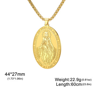 Mặt Dây Chuyền Thép Không Gỉ Hình Đức Trinh Nữ Maria Hai Mặt, Trang Sức Công Giáo