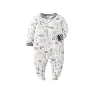 Áo liền quần có chân sơ sinh, Safari Animal In lụa mềm mại cho bé Onesie, Áo ngủ trẻ sơ sinh có dây kéo dài tay cho bé trai 0-12M