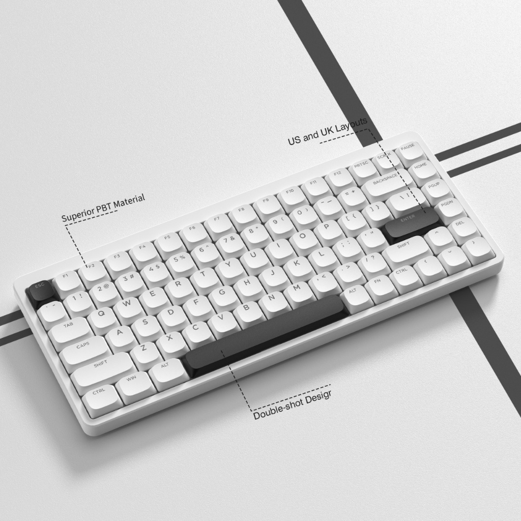 WOMIER 143 keycaps tùy chỉnh cho bàn phím cơ Cherry/Gateron MX, tương thích 60%, 65%, 75% (trắng) | BigBuy360 - bigbuy360.vn