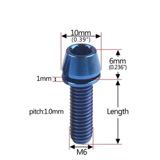 Catdogbear Titan Bu Lông M6x16 18 20 25mm Đầu Côn Có Máy Giặt Allen Chìa Khóa Vít Cho Xe Đạp Đĩa Phá Calipe
