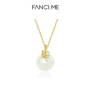 Vòng cổ mặt dây chuyền ngọc bích Hetian thanh lịch FANCIME dành cho nữ - Biểu tượng "Hòa bình mỗi năm", Quà tặng sinh nhật và ngày của mẹ đầy ý nghĩa