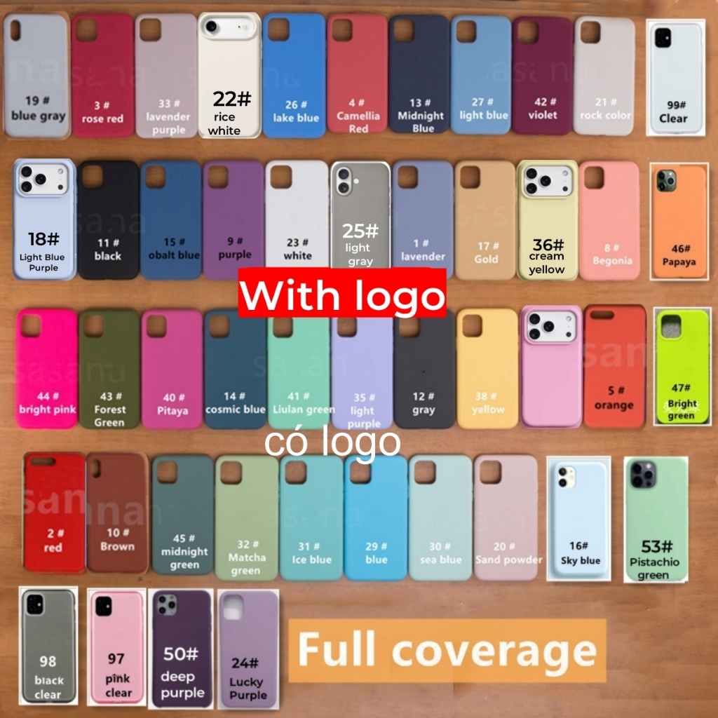 Chất Lượng Cao Cho iPhone 17 / 16 / 15 / 14 / 13 / 12 / 11 / Air / Pro Max / 6s / 7 / 8 / Plus / Xr / Xs Max / Se / mini Vỏ Điện Thoại Silicon Lỏng Bảo Vệ Toàn Diện
