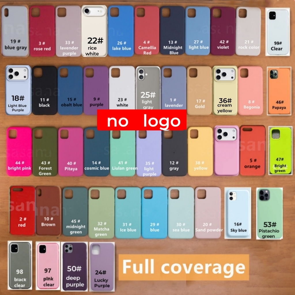 (không có logo) Tương thích cho iphone 17 / 16 / 15 / 14 / 13 / 12 / 11 / Pro Max XS Max XR 7 8 plus mini Air Vỏ điện thoại silicon lỏng bảo hiểm toàn diện