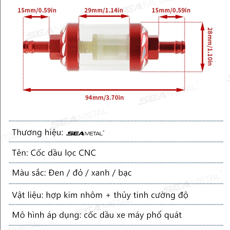 SEAMETAL Hợp Kim Nhôm Xe Máy Nhiên Liệu Xăng Lọc Dầu Cho Moto Cho ATV Xe Máy Bụi Bẩn Lọc Nhiên Liệu Phụ Kiện