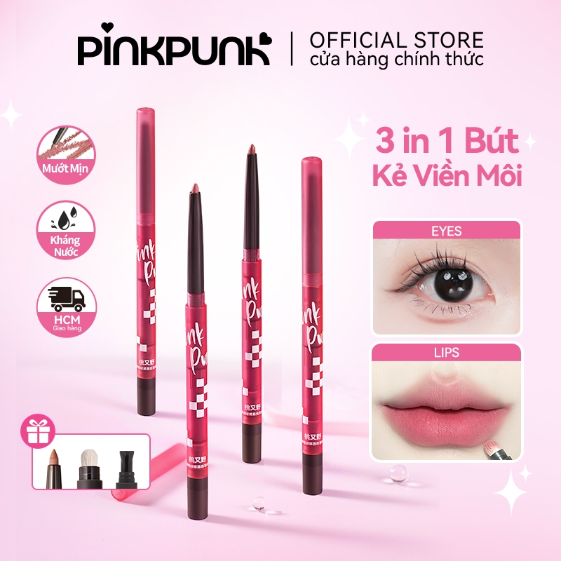 [MỚI] Bút Chì Kẻ Viền Môi PinkPunk 4 in 1 kẻ Bọng Mắt Mở Góc Mắt Tạo Khối Mũi Sáp Kết Cấu Căng Mọng 0.25g