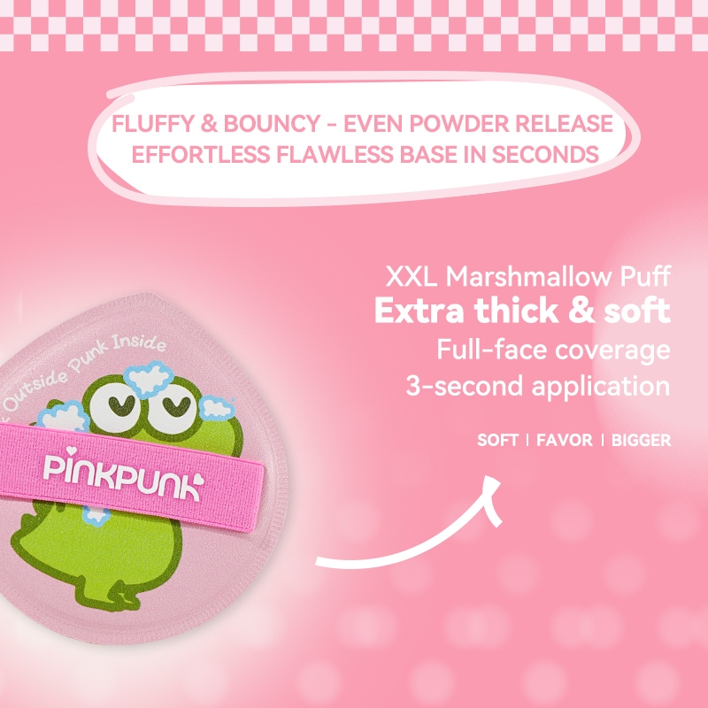 Bông mút Pinkpunk Matcha Dandan Cute Miếng bông phấn hình chú ếch khủng long 2 in 1 Powder Puff Air Cushion Kem mềm không hút kem nền, giúp đánh kem nền phấn phủ