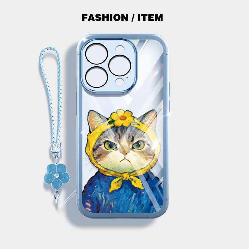 Ốp Lưng YBD Cho iPhone 15 Pro Max 16 Pro Max 17 Pro Max 17 Air Phim Hoạt Hình Dễ Thương Mèo Và Chó Vỏ Điện Thoại Trong Suốt Có Dây Buộc