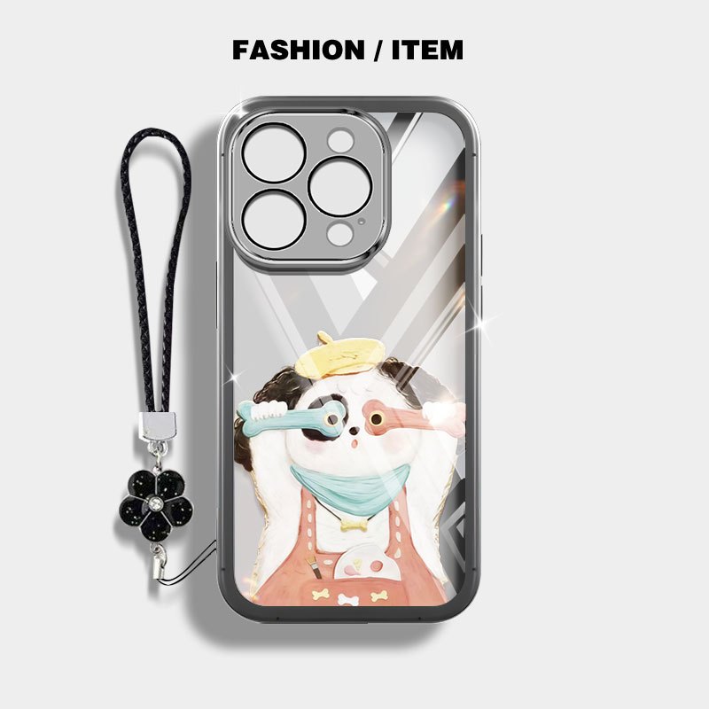 Ốp Lưng YBD Cho iPhone 15 Pro Max 16 Pro Max 17 Pro Max 17 Air Phim Hoạt Hình Dễ Thương Mèo Và Chó Vỏ Điện Thoại Trong Suốt Có Dây Buộc