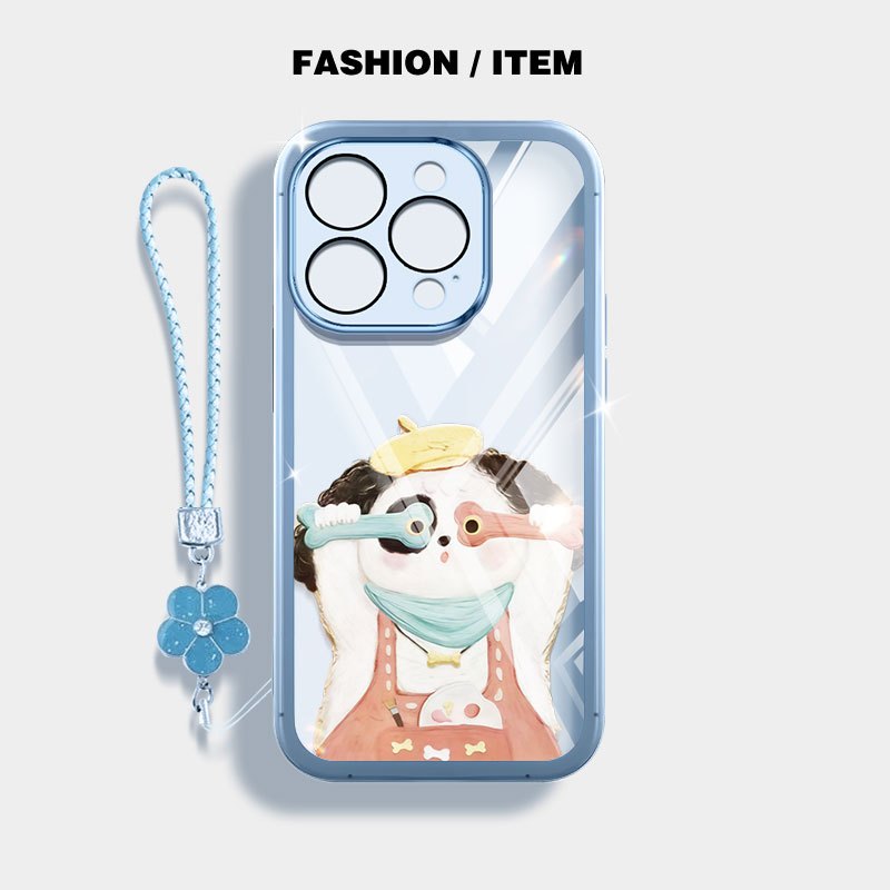 Ốp Lưng YBD Cho iPhone 15 Pro Max 16 Pro Max 17 Pro Max 17 Air Phim Hoạt Hình Dễ Thương Mèo Và Chó Vỏ Điện Thoại Trong Suốt Có Dây Buộc