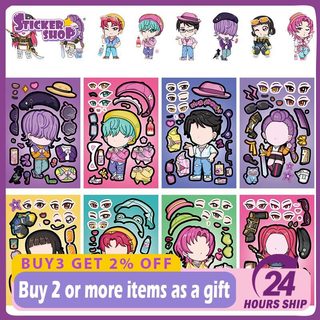 8 Chiếc Hoạt Hình K-Pop Demon Hunters Mặt Hoán Đổi Cắt Dán DIY Sổ Lưu Niệm Điện Thoại Notebook Miếng Dán