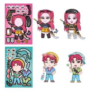 8 Chiếc Hoạt Hình K-Pop Demon Hunters Mặt Hoán Đổi Cắt Dán DIY Sổ Lưu Niệm Điện Thoại Notebook Miếng Dán