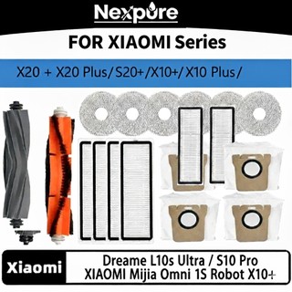 Dành cho Xiaomi X20 + / X20 Plus / S20 + / S10 + / X10 + / X10 Plus & Dreame L10s Ultra / L10 Prime – Bàn chải chính, Bàn chải bên, Bộ lọc, Vải lau nhà & Phụ kiện thùng rác