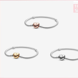 Hàng Spot 925 sterling bạc trái tim vòng tay tròn rắn đa kích thước