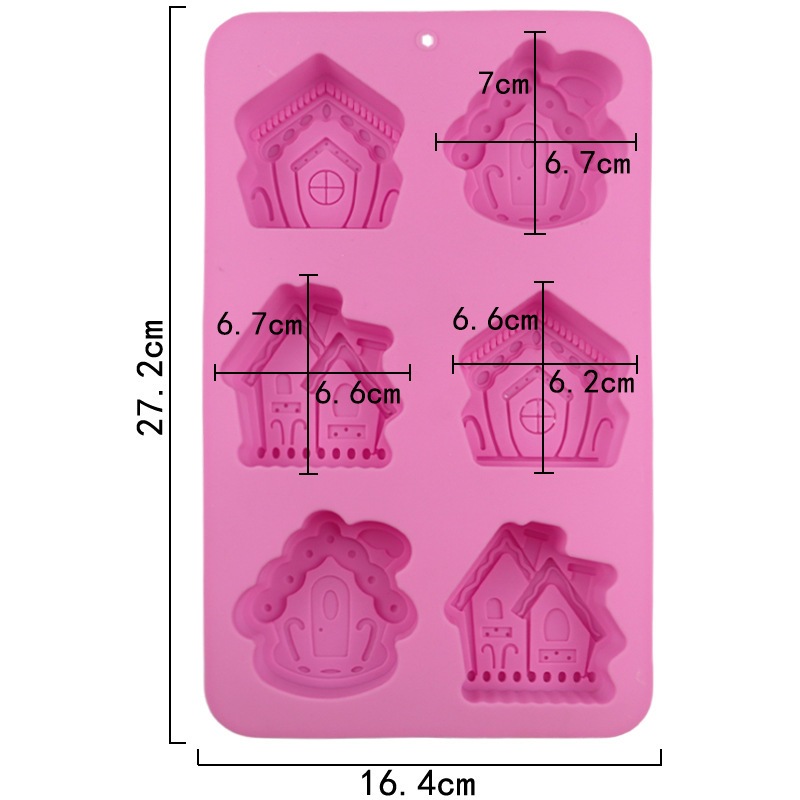 6 Khoang Nhà Mô Hình Khuôn Silicon Giáng Sinh Series Pháp Mousse Bánh Khuôn Nhà Xà Phòng Handmade Khuôn Socola Cơm Pudding Khuôn DIY Nướng Bánh