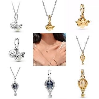 Vòng cổ nữ DIY S925 thép không gỉ, màu xanh bóng bay, thiết kế đơn giản