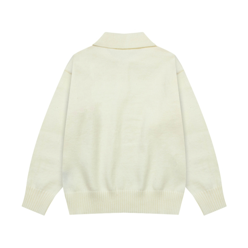 Influencer Thu Đông - Áo Len Chui Đầu Jacquard, Phong Cách Cổ Điển, Thiết Kế Polo Unisex