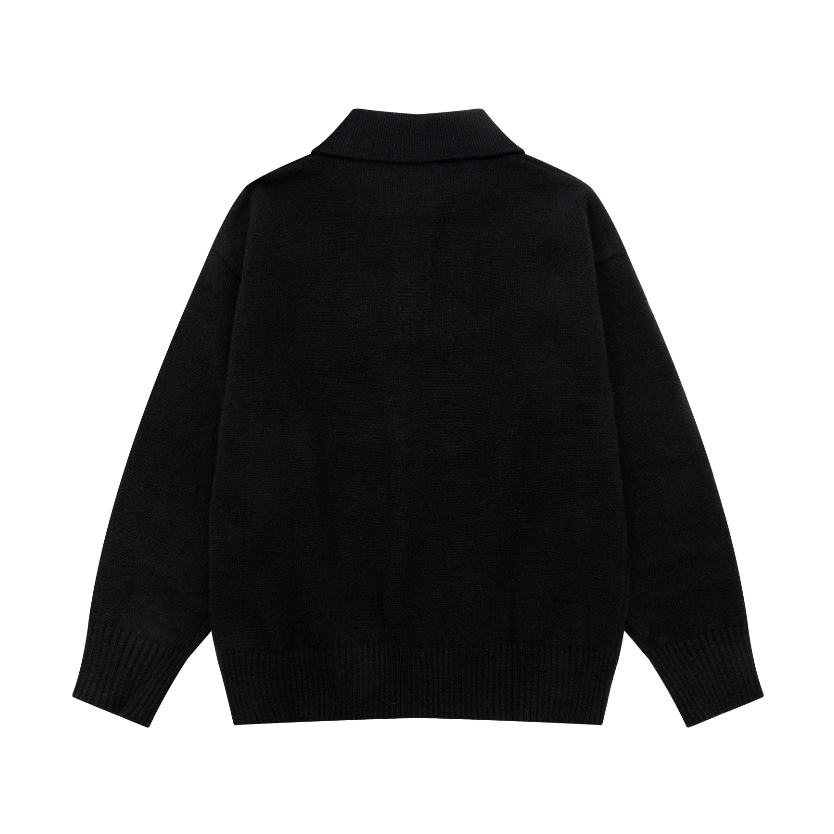 Influencer Thu Đông - Áo Len Chui Đầu Jacquard, Phong Cách Cổ Điển, Thiết Kế Polo Unisex
