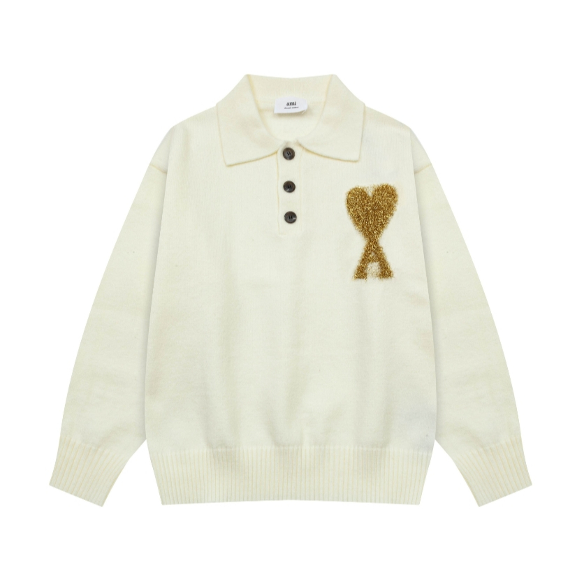 Influencer Thu Đông - Áo Len Chui Đầu Jacquard, Phong Cách Cổ Điển, Thiết Kế Polo Unisex