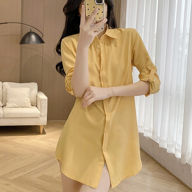 Áo Sơ Mi Tay Dài Họa Tiết Kẻ Sọc Thiết Kế Không Đồng Đều Thời Trang Mùa Thu Mới
