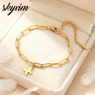 Vòng tay mặt dây chuyền hình bướm thanh lịch SKYRIM Trang sức thời trang bằng thép không gỉ dành cho nữ