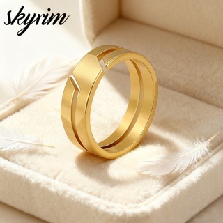 Nhẫn đôi bằng thép không gỉ đơn giản Skyrim dành cho nam nữ Trang sức thời trang