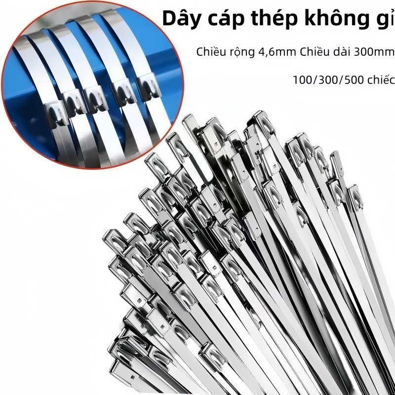 100/300/500 Ruy Băng Inox 304,Dây Thít Inox,4.6*300mm Dây Rút Inox 304 ...
