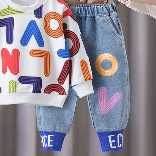 Set Đồ Hai Món Gồm Áo Sweater Phong Cách Hàn Quốc Thời Trang Xuân Thu Mới Cho Bé Trai