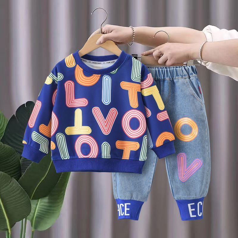 Set Đồ Hai Món Gồm Áo Sweater Phong Cách Hàn Quốc Thời Trang Xuân Thu Mới Cho Bé Trai